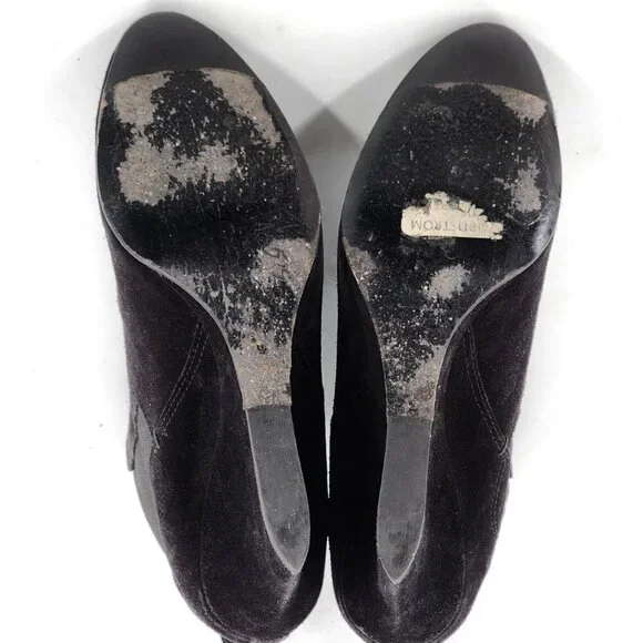 LANVIN Suede Wedge Ankle Booties Black - Picture 12 of 12